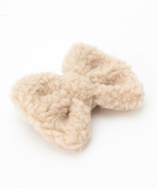 BEAMS BOY（ビームスボーイ）の「BEAMS BOY / ボア リボンヘアゴム（ヘアゴム・レディース・グレー/ベージュ・ONE SIZE）」の3枚目の写真