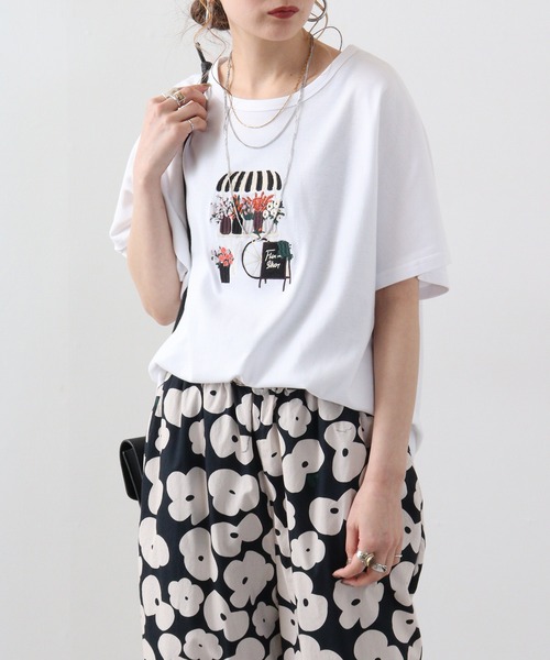 EMAGO フラワーショップ刺繍ドルマンTシャツ（Tシャツ