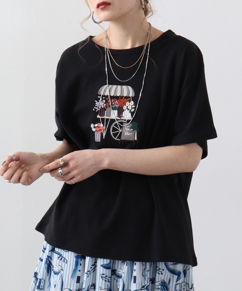 EMAGO フラワーショップ刺繍ドルマンTシャツ（Tシャツ/カットソー）｜Emago（イマゴ）