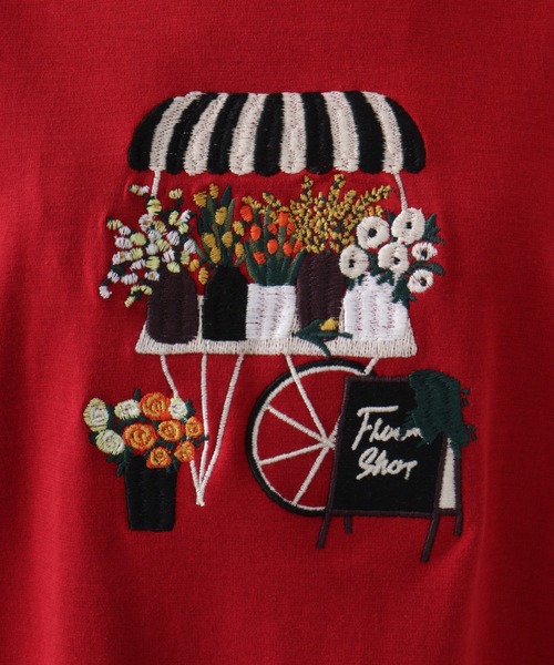 【Emagoイマゴ】裾花刺繍ドルマンTシャツ　 EMAGO 裾花刺繍ﾄﾞﾙﾏﾝT（Tシャツ/カットソー）｜Emago（イマゴ