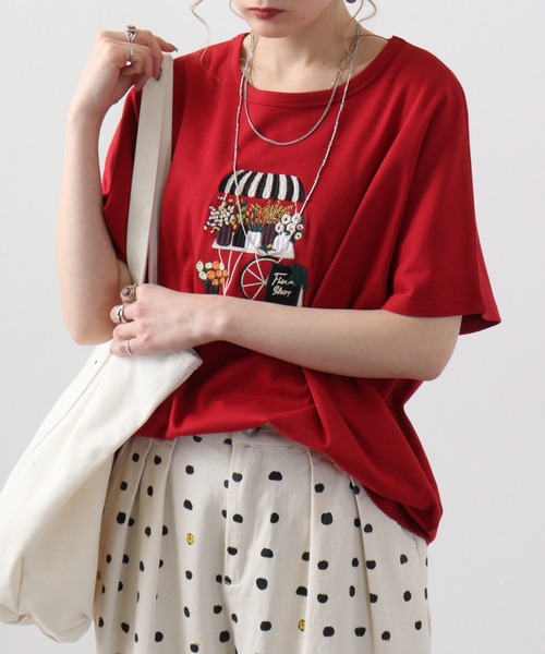 イマゴ / 大柄花刺繍ドルマンTシャツ 楽天市場】フラワーショップ刺繍ドルマンTシャツ emago