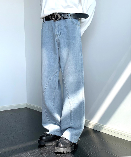 neos(ネオス)の「【neos】ルーズシルエット ビンテージウォッシュ 立体 カットオフ セミフレア デニム パンツ(デニムパンツ・メンズ・ブラック/ブルー・X-LARGE/LARGE/MEDIUM)」の3枚目の写真