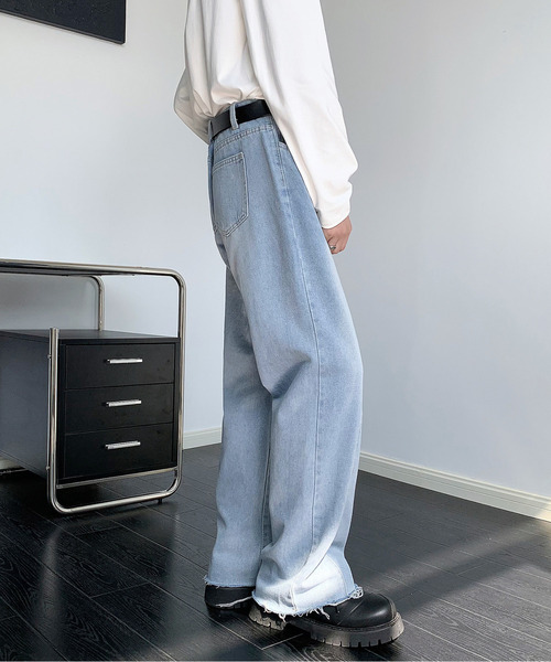 neos(ネオス)の「【neos】ルーズシルエット ビンテージウォッシュ 立体 カットオフ セミフレア デニム パンツ(デニムパンツ・メンズ・ブラック/ブルー・X-LARGE/LARGE/MEDIUM)」の5枚目の写真