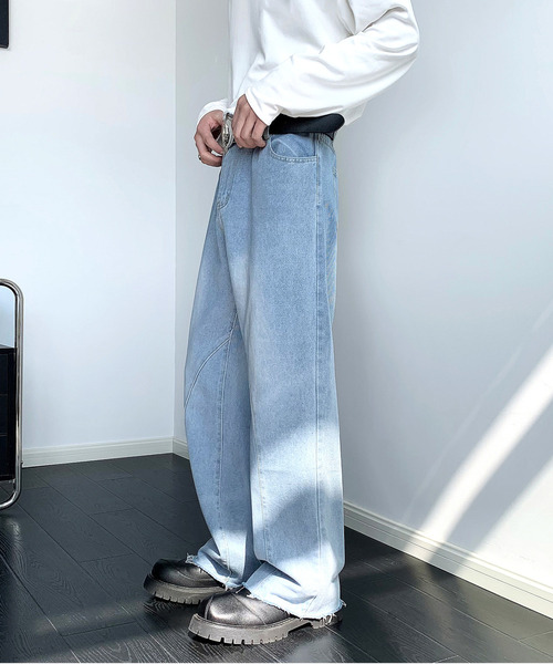 neos(ネオス)の「【neos】ルーズシルエット ビンテージウォッシュ 立体 カットオフ セミフレア デニム パンツ(デニムパンツ・メンズ・ブラック/ブルー・X-LARGE/LARGE/MEDIUM)」の6枚目の写真