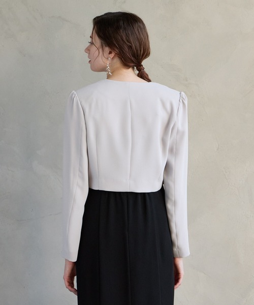 ノーカラーショート丈ジャケット（ノーカラージャケット）｜AIMER