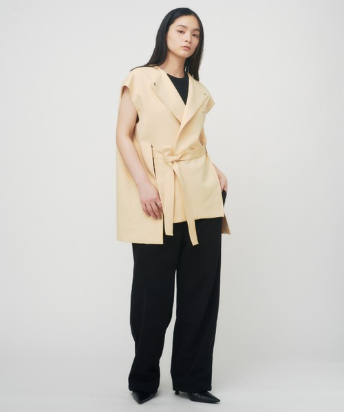 POWDER TWILL BELTED GILET / パウダーツイルベルテッドジレ
