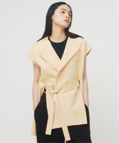 POWDER TWILL BELTED GILET / パウダーツイルベルテッドジレ