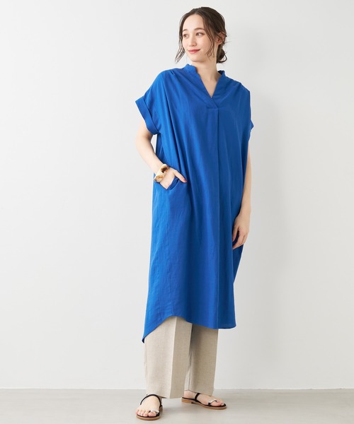 【MICA&DEAL EVERY】リネンタックショルダーワンピース 36 日本製 MICA&DEAL（マイカ＆ディール）の「リネンタックショルダー