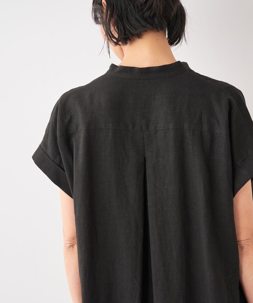 MICA&DEAL リネン　タックショルダー　ブラウス ブラック 黒 MICA&DEAL マイカアンドディール】TUCK SHOULDER BLOUSE タック
