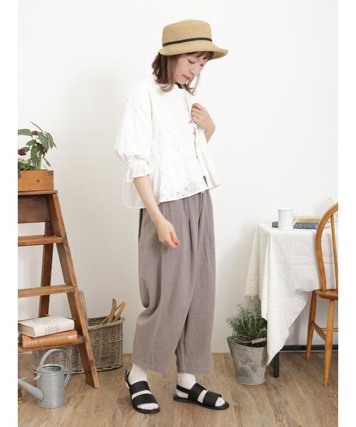 Samansa Mos2（サマンサ モスモス）の「【Lサイズ / WEB限定】【イージーケア】リネン混コクーンパンツ（その他パンツ・レディース・ベージュ/チャコールグレー/グレー・L/M）」の17枚目の写真