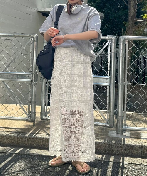 fredy emue（フレディエミュ）の「レースタイトスカート（スカート・レディース・ブラック/オフホワイト/ネイビー・38）」の5枚目の写真