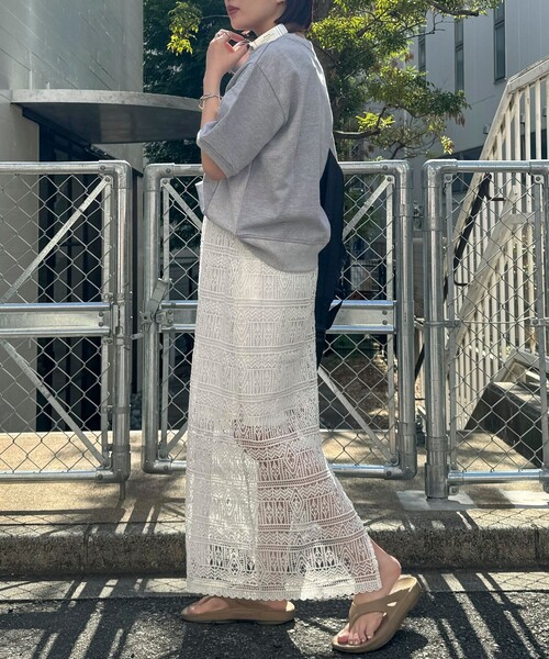 fredy emue（フレディエミュ）の「レースタイトスカート（スカート・レディース・ブラック/オフホワイト/ネイビー・38）」の6枚目の写真