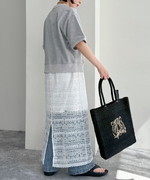 fredy emue（フレディエミュ）の「レースタイトスカート（スカート・レディース・ブラック/オフホワイト/ネイビー・38）」の18枚目の写真