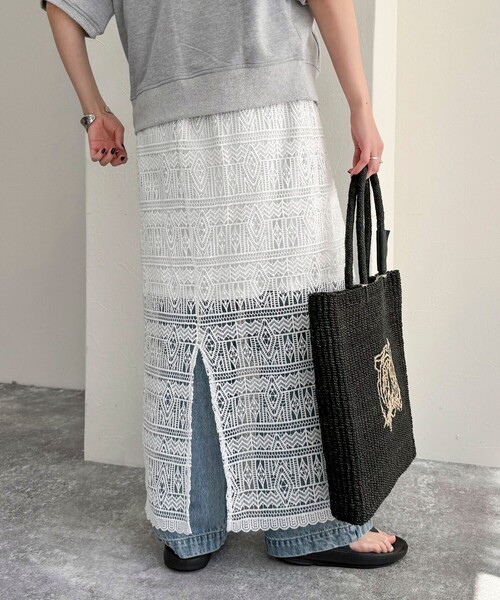 fredy emue（フレディエミュ）の「レースタイトスカート（スカート・レディース・ブラック/オフホワイト/ネイビー・38）」の21枚目の写真