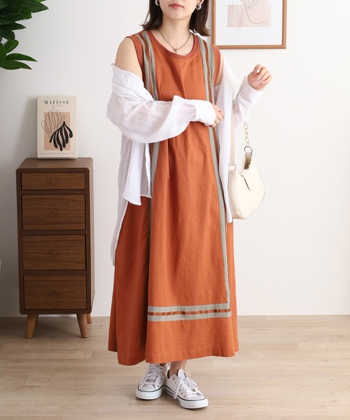 A.N.L(エーエヌエル レーベル)の「A.N.L 額縁切替ワンピース(ワンピース・レディース・ブラック/モカ/グリーン/ダークグレー/カーキ/ブルー/レンガ・38)」の7枚目の写真