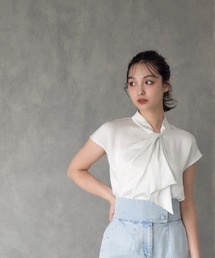12Twelve Agenda | ねじりボウタイフレンチスリーブブラウス(シャツ/ブラウス)