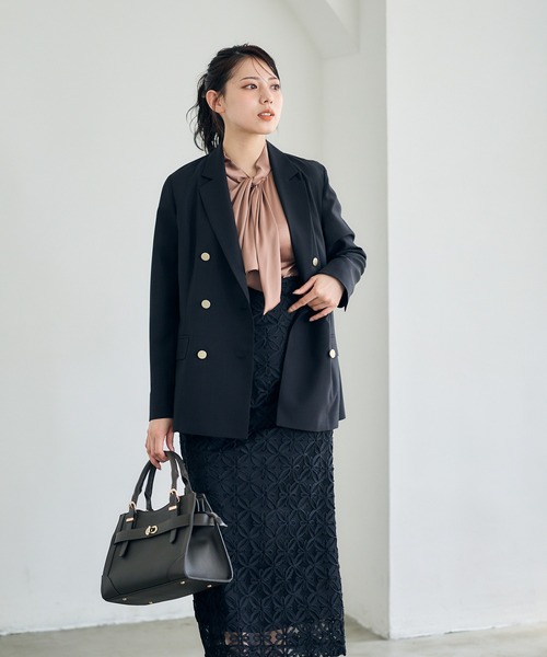 12Twelve Agenda（トゥエルブ　アジェンダ）の「ねじりボウタイフレンチスリーブブラウス（シャツ/ブラウス・レディース・ブラック/オフホワイト/ブルー/ブラウン/カーキ・M）」の17枚目の写真