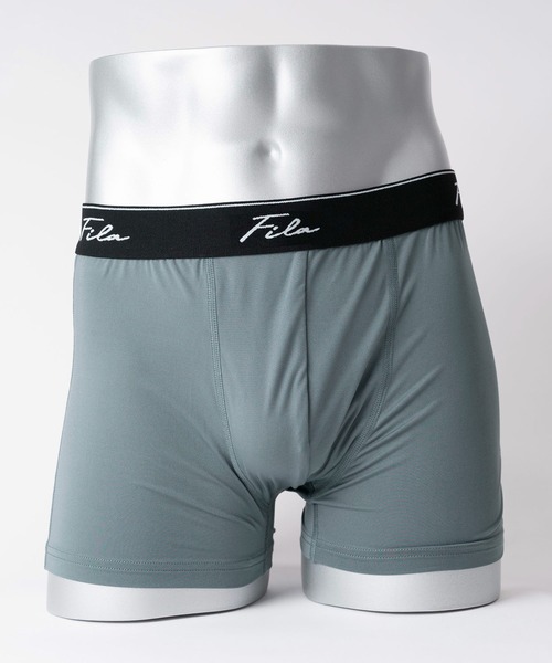 FILA（フィラ）の「FILA フィラ 筆記体 ブランド ロゴ ウエストバンド 前閉じ 立体成型 前開き ストレッチ ボクサーパンツ トランクス 下着（ボクサーパンツ・メンズ・ブラック系1/ブラック系その他/グリーン/ブラック系2/ブラック系3/グレー系1/グレー系2/ネイビー系1/ネイビー系2・LL/M/L）」の5枚目の写真