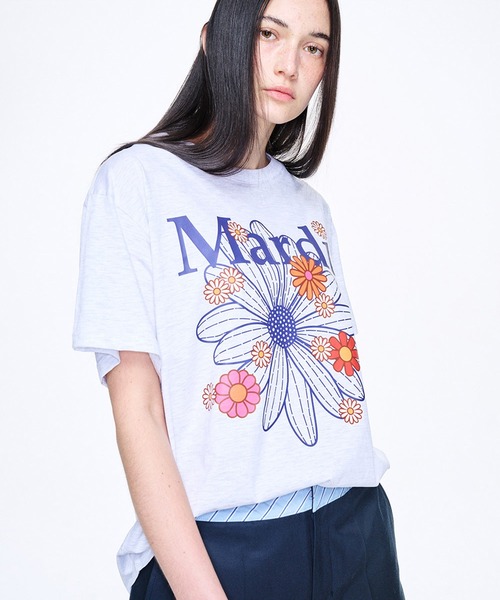 マルディメクルディ MARDI MERCREDI アパレル Tシャツ HEATHER NAVY 半袖 TSHIRT FLOWERMARDI BLOSSOM 韓国 ファッション ko-mardi-t0003-nvywht-f_2.jpg