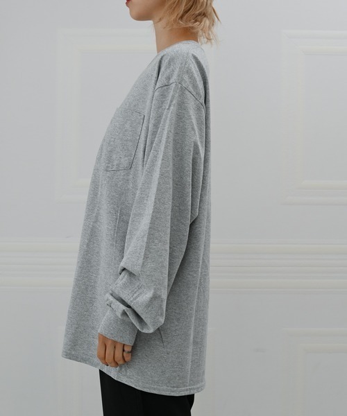 Alite cloth（アリーテクロス）の「GILDAN無地胸ポケット付きロングTシャツ（Tシャツ/カットソー・レディース・ブラック/グレー/ネイビー/ホワイト・XXL/S/XL/L/M）」の11枚目の写真