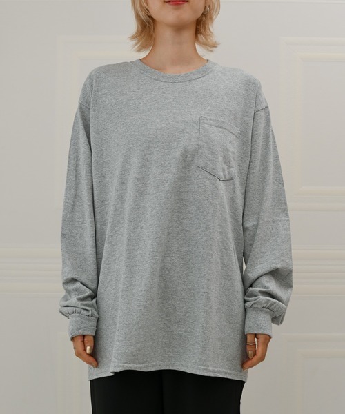 Alite cloth（アリーテクロス）の「GILDAN無地胸ポケット付きロングTシャツ（Tシャツ/カットソー・レディース・ブラック/グレー/ネイビー/ホワイト・XXL/S/XL/L/M）」の12枚目の写真