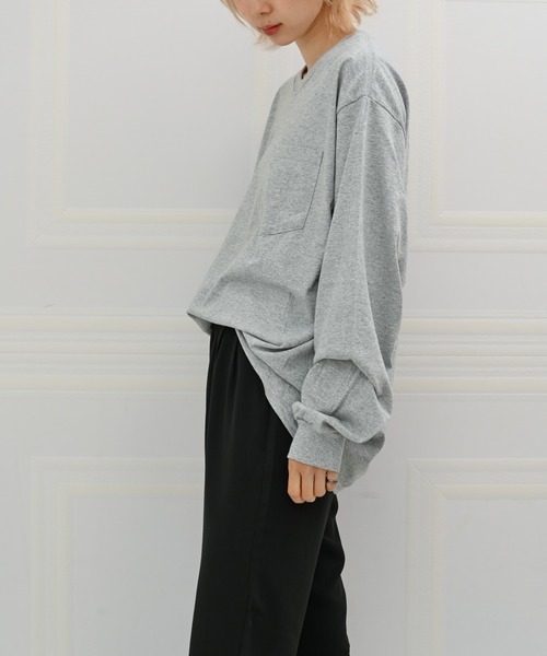 Alite cloth（アリーテクロス）の「GILDAN無地胸ポケット付きロングTシャツ（Tシャツ/カットソー・レディース・ブラック/グレー/ネイビー/ホワイト・XXL/S/XL/L/M）」の13枚目の写真