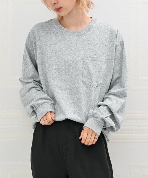 Alite cloth（アリーテクロス）の「GILDAN無地胸ポケット付きロングTシャツ（Tシャツ/カットソー・レディース・ブラック/グレー/ネイビー/ホワイト・XXL/S/XL/L/M）」の14枚目の写真