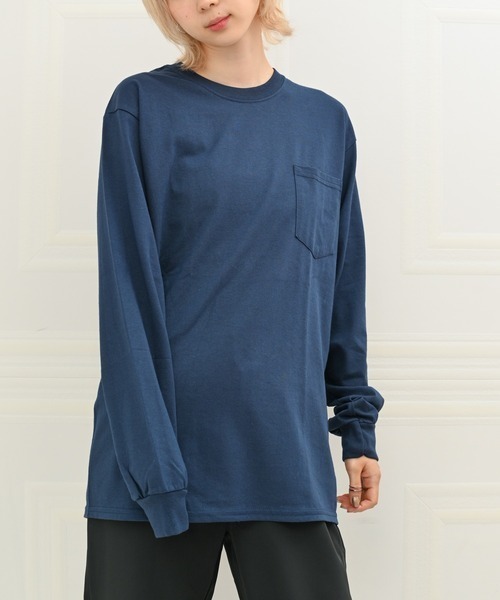 Alite cloth（アリーテクロス）の「GILDAN無地胸ポケット付きロングTシャツ（Tシャツ/カットソー・レディース・ブラック/グレー/ネイビー/ホワイト・XXL/S/XL/L/M）」の15枚目の写真