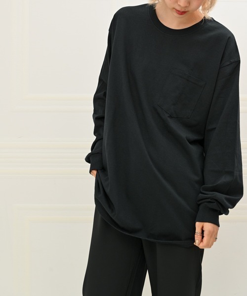 Alite cloth（アリーテクロス）の「GILDAN無地胸ポケット付きロングTシャツ（Tシャツ/カットソー・レディース・ブラック/グレー/ネイビー/ホワイト・XXL/S/XL/L/M）」の10枚目の写真