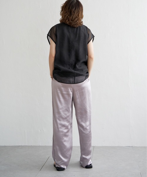 notch.（ノッチ）の「オーガンジーフレンチスリーブＴ（Tシャツ/カットソー・レディース・オフホワイト/ブラック/ベージュ/ブラウン/クリアグリーン・M）」の21枚目の写真