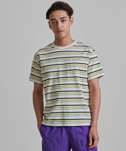Eddie Bauer(エディーバウアー)の「マルチボーダー 半袖ポケット付 Tシャツ(Tシャツ/カットソー・メンズ・ベージュ/ブラック/ホワイト系/グレイッシュブルー・L/S/M/XXL/XL)」の2枚目の写真
