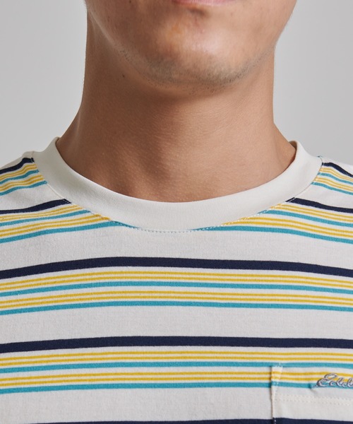 Eddie Bauer(エディーバウアー)の「マルチボーダー 半袖ポケット付 Tシャツ(Tシャツ/カットソー・メンズ・ベージュ/ブラック/ホワイト系/グレイッシュブルー・L/S/M/XXL/XL)」の6枚目の写真