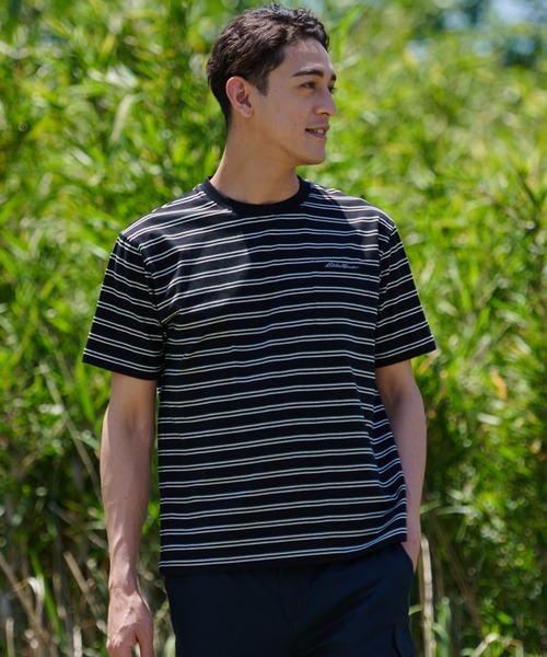 Eddie Bauer(エディーバウアー)の「マルチボーダー 半袖ポケット付 Tシャツ(Tシャツ/カットソー・メンズ・ベージュ/ブラック/ホワイト系/グレイッシュブルー・L/S/M/XXL/XL)」の16枚目の写真