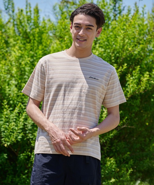 Eddie Bauer(エディーバウアー)の「マルチボーダー 半袖ポケット付 Tシャツ(Tシャツ/カットソー・メンズ・ベージュ/ブラック/ホワイト系/グレイッシュブルー・L/S/M/XXL/XL)」の19枚目の写真
