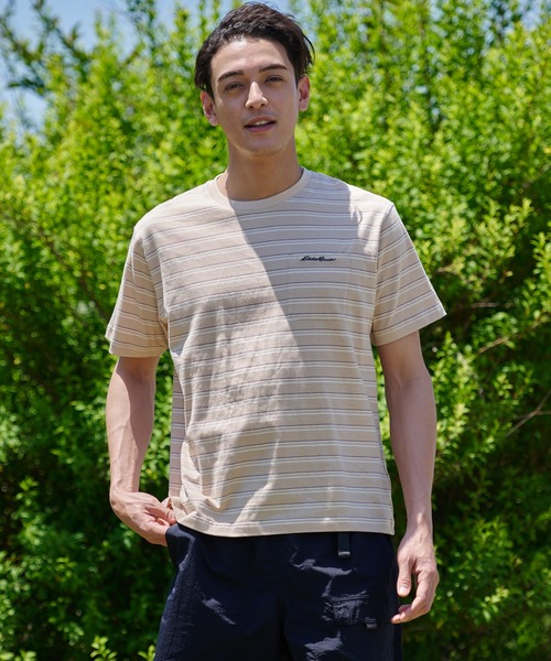Eddie Bauer(エディーバウアー)の「マルチボーダー 半袖ポケット付 Tシャツ(Tシャツ/カットソー・メンズ・ベージュ/ブラック/ホワイト系/グレイッシュブルー・L/S/M/XXL/XL)」の20枚目の写真