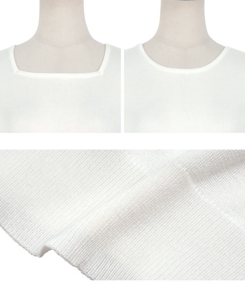 KOBE LETTUCE（コウベレタス）の「[ M L XL ] 前後2wayスクエアネックニットトップス（ニット/セーター・レディース・オフホワイト/ブルー/ホワイト系その他/ピンク系/ブラック/ネイビー/カーキ・L/XL/M）」の14枚目の写真