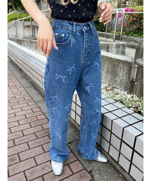 WC(ダブル シー)の「リボンプリントデニム(デニムパンツ・レディース・ブルー・FREE)」の11枚目の写真