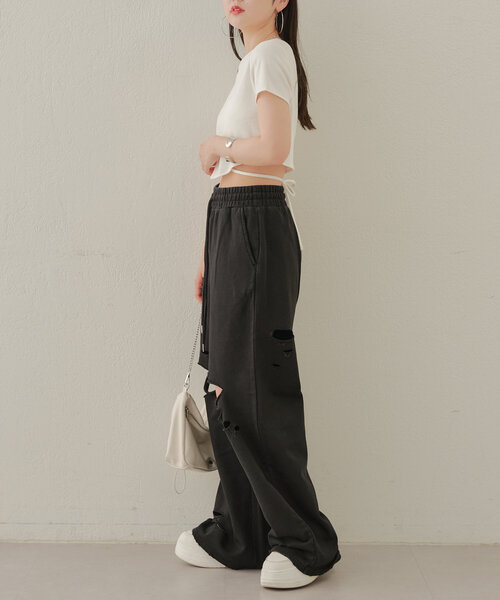 Chico（チコ）の「【セットアップ対応】ピグメントダメージスウェットパンツ（スウェットパンツ・レディース・ホワイト/グレー/ブラック・FREE）」の17枚目の写真