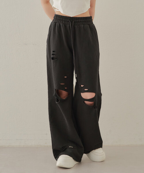 Chico（チコ）の「【セットアップ対応】ピグメントダメージスウェットパンツ（スウェットパンツ・レディース・ホワイト/グレー/ブラック・FREE）」の18枚目の写真