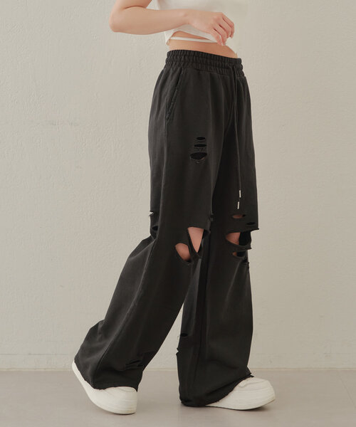 Chico（チコ）の「【セットアップ対応】ピグメントダメージスウェットパンツ（スウェットパンツ・レディース・ホワイト/グレー/ブラック・FREE）」の19枚目の写真