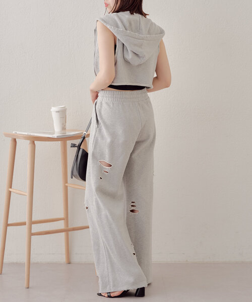 Chico（チコ）の「【セットアップ対応】ピグメントダメージスウェットパンツ（スウェットパンツ・レディース・ホワイト/グレー/ブラック・FREE）」の12枚目の写真