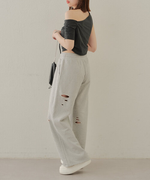 Chico（チコ）の「【セットアップ対応】ピグメントダメージスウェットパンツ（スウェットパンツ・レディース・ホワイト/グレー/ブラック・FREE）」の7枚目の写真