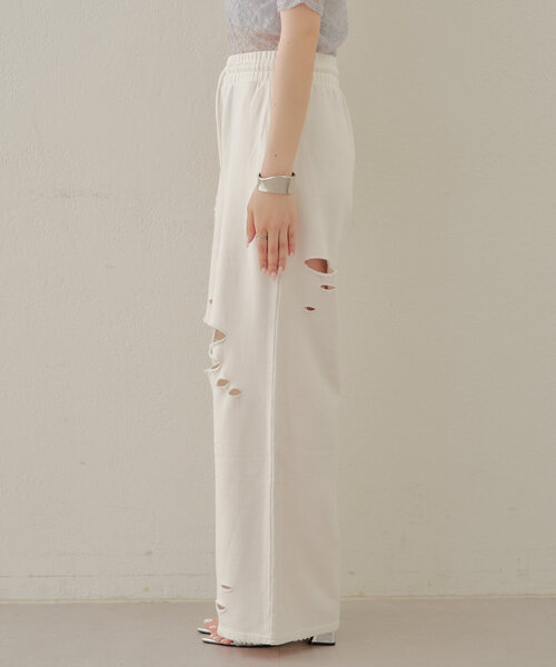 Chico（チコ）の「【セットアップ対応】ピグメントダメージスウェットパンツ（スウェットパンツ・レディース・ホワイト/グレー/ブラック・FREE）」の9枚目の写真