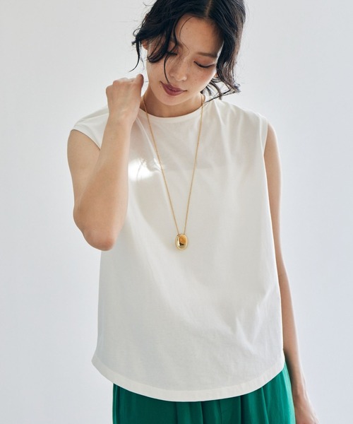 BARNYARDSTORM(バンヤードストーム)の「BARNYARDSTORM / ベーシックノースリプルオーバー【WEB限定カラー・サイズ】(Tシャツ/カットソー・レディース・チャコール/グリーン/ホワイト/ブラック/グレイッシュベージュ・S/M/L)」の1枚目の写真