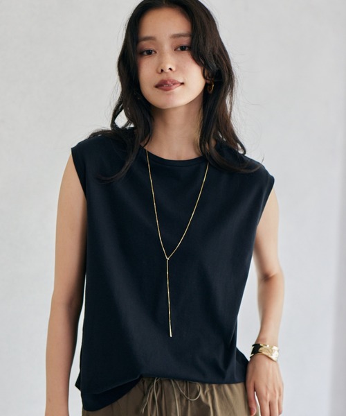 BARNYARDSTORM(バンヤードストーム)の「BARNYARDSTORM / ベーシックノースリプルオーバー【WEB限定カラー・サイズ】(Tシャツ/カットソー・レディース・チャコール/グリーン/ホワイト/ブラック/グレイッシュベージュ・S/M/L)」の2枚目の写真