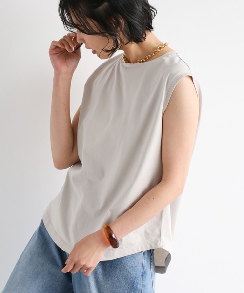 BARNYARDSTORM(バンヤードストーム)の「BARNYARDSTORM / ベーシックノースリプルオーバー【WEB限定カラー・サイズ】(Tシャツ/カットソー・レディース・チャコール/グリーン/ホワイト/ブラック/グレイッシュベージュ・S/M/L)」の6枚目の写真