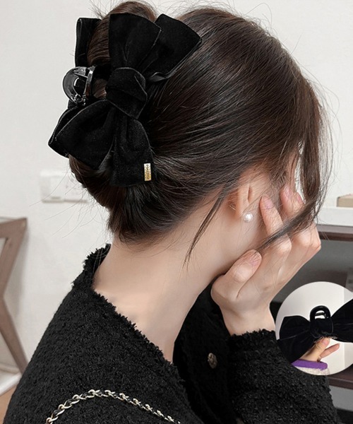 Miniministore（ミニミニストア）の「大きめ バンスクリップリボン レディース（バレッタ/ヘアクリップ・レディース・ブラック・FREE）」の2枚目の写真