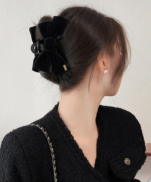 Miniministore（ミニミニストア）の「大きめ バンスクリップリボン レディース（バレッタ/ヘアクリップ・レディース・ブラック・FREE）」の4枚目の写真