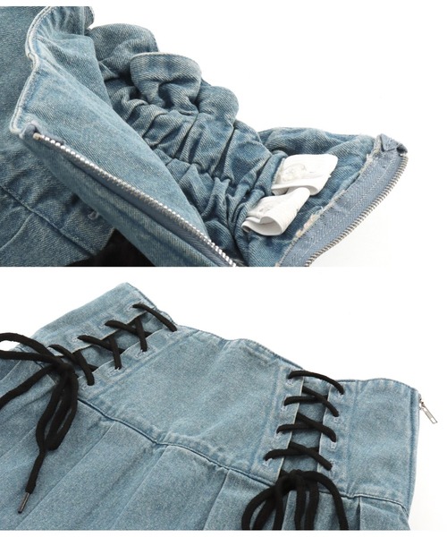 ANAP GiRL(アナップガール)の「ダブルスピンドルプリーツスカート(スカート・キッズ・アイボリー/ブルー・S/M/XS)」の6枚目の写真