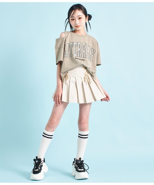 ANAP GiRL(アナップガール)の「ダブルスピンドルプリーツスカート(スカート・キッズ・アイボリー/ブルー・S/M/XS)」の13枚目の写真